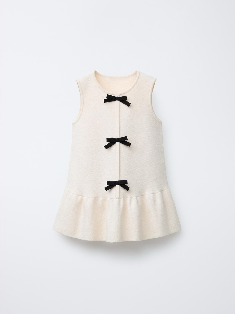 Baby Girl Zara Cream Sleeveless Dress with Brown Bow Details 18M